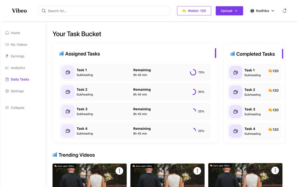 Task bucket with assigned tasks showing the time remaining and completed tasks showing what each one paid.