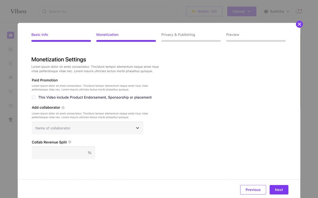 Upload step two with paid promotion, collaborators and the collaboration revenue split.
