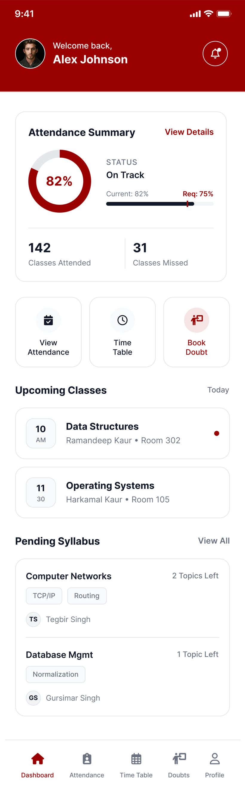CampusOne app screen
